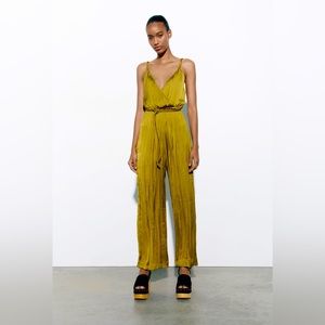 NWT Zara Wrinkled effect satin jumpsuit